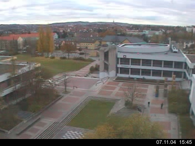 Foto der Webcam: Verwaltungsgeb&auml;ude, Innenhof mit Audimax, H&ouml;rsaal-Geb&auml;ude 1