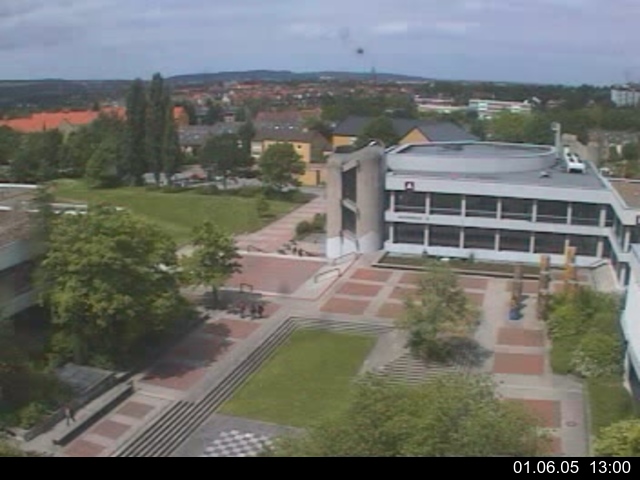 Foto der Webcam: Verwaltungsgeb&auml;ude, Innenhof mit Audimax, H&ouml;rsaal-Geb&auml;ude 1