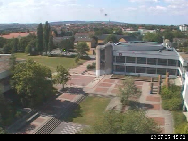 Foto der Webcam: Verwaltungsgeb&auml;ude, Innenhof mit Audimax, H&ouml;rsaal-Geb&auml;ude 1