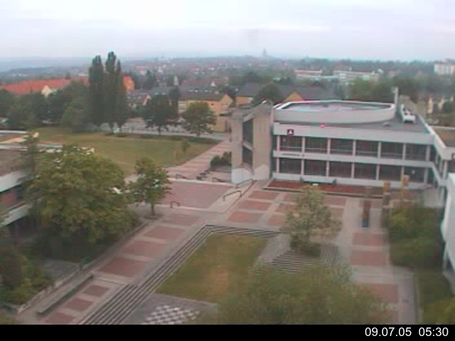 Foto der Webcam: Verwaltungsgeb&auml;ude, Innenhof mit Audimax, H&ouml;rsaal-Geb&auml;ude 1