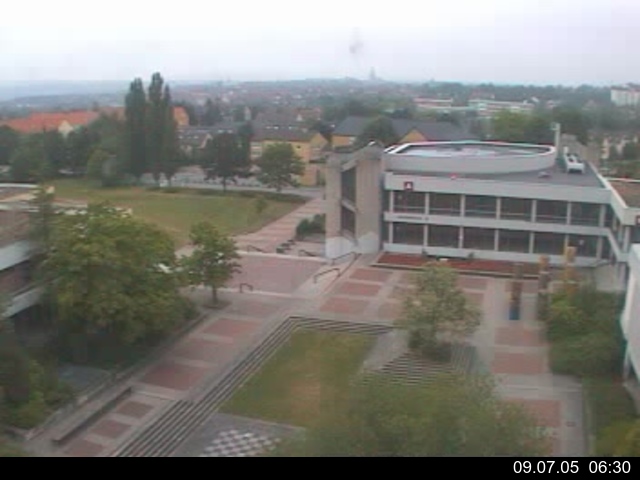 Foto der Webcam: Verwaltungsgeb&auml;ude, Innenhof mit Audimax, H&ouml;rsaal-Geb&auml;ude 1