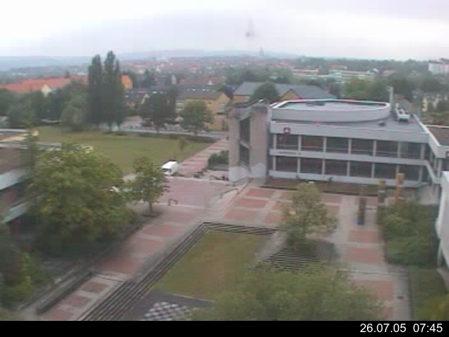 Foto der Webcam: Verwaltungsgeb&auml;ude, Innenhof mit Audimax, H&ouml;rsaal-Geb&auml;ude 1