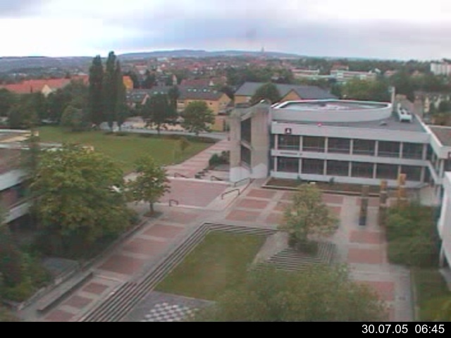 Foto der Webcam: Verwaltungsgeb&auml;ude, Innenhof mit Audimax, H&ouml;rsaal-Geb&auml;ude 1