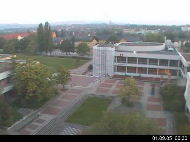 Foto der Webcam: Verwaltungsgeb&auml;ude, Innenhof mit Audimax, H&ouml;rsaal-Geb&auml;ude 1