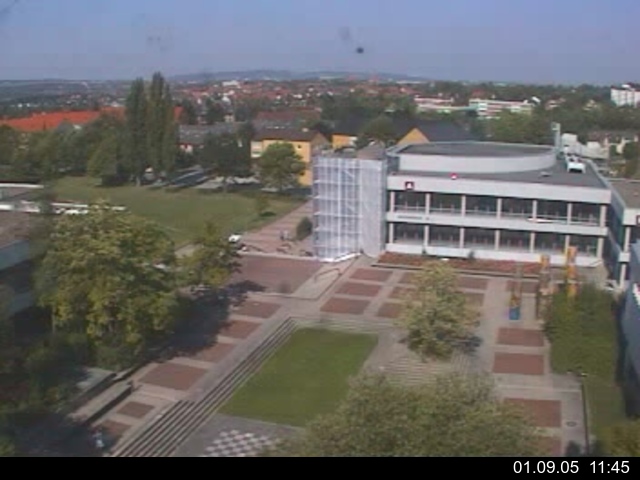 Foto der Webcam: Verwaltungsgeb&auml;ude, Innenhof mit Audimax, H&ouml;rsaal-Geb&auml;ude 1