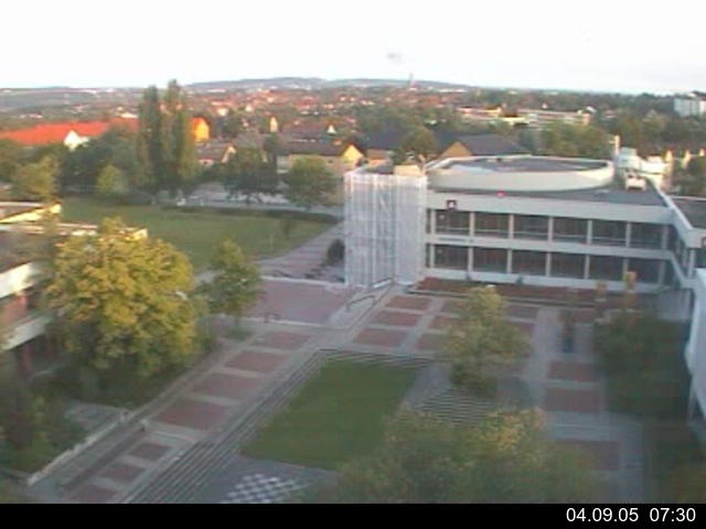 Foto der Webcam: Verwaltungsgeb&auml;ude, Innenhof mit Audimax, H&ouml;rsaal-Geb&auml;ude 1