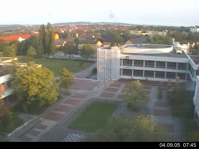 Foto der Webcam: Verwaltungsgeb&auml;ude, Innenhof mit Audimax, H&ouml;rsaal-Geb&auml;ude 1