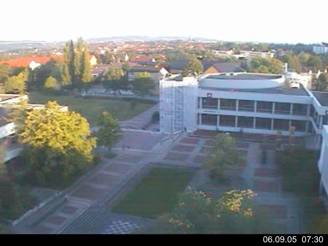 Foto der Webcam: Verwaltungsgeb&auml;ude, Innenhof mit Audimax, H&ouml;rsaal-Geb&auml;ude 1