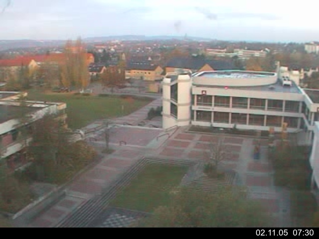 Foto der Webcam: Verwaltungsgeb&auml;ude, Innenhof mit Audimax, H&ouml;rsaal-Geb&auml;ude 1