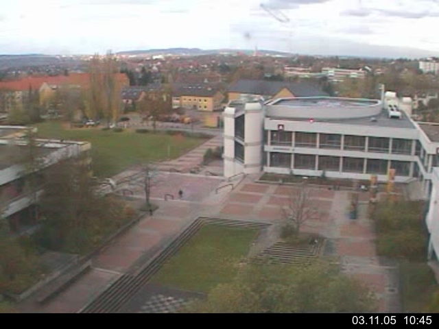 Foto der Webcam: Verwaltungsgeb&auml;ude, Innenhof mit Audimax, H&ouml;rsaal-Geb&auml;ude 1