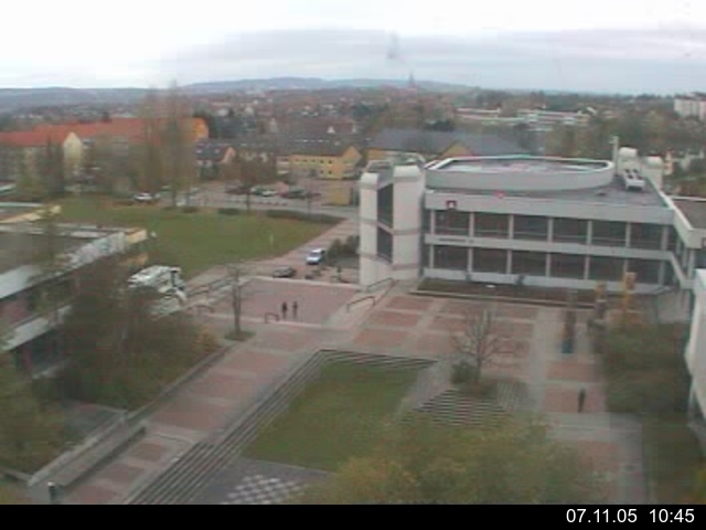 Foto der Webcam: Verwaltungsgeb&auml;ude, Innenhof mit Audimax, H&ouml;rsaal-Geb&auml;ude 1