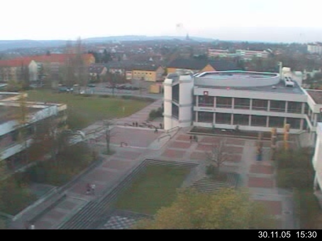 Foto der Webcam: Verwaltungsgeb&auml;ude, Innenhof mit Audimax, H&ouml;rsaal-Geb&auml;ude 1