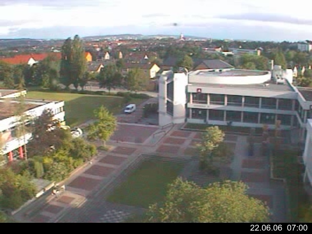 Foto der Webcam: Verwaltungsgeb&auml;ude, Innenhof mit Audimax, H&ouml;rsaal-Geb&auml;ude 1