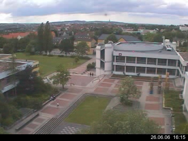 Foto der Webcam: Verwaltungsgeb&auml;ude, Innenhof mit Audimax, H&ouml;rsaal-Geb&auml;ude 1