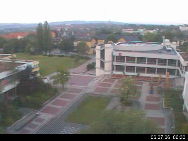 Foto der Webcam: Verwaltungsgeb&auml;ude, Innenhof mit Audimax, H&ouml;rsaal-Geb&auml;ude 1