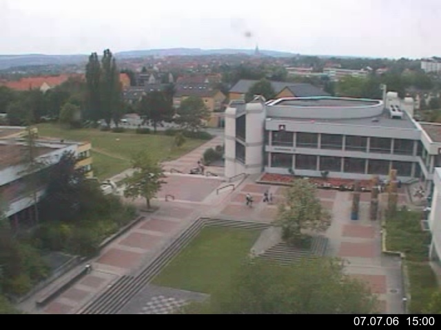 Foto der Webcam: Verwaltungsgeb&auml;ude, Innenhof mit Audimax, H&ouml;rsaal-Geb&auml;ude 1