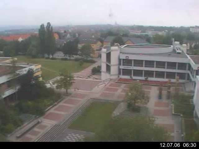 Foto der Webcam: Verwaltungsgeb&auml;ude, Innenhof mit Audimax, H&ouml;rsaal-Geb&auml;ude 1