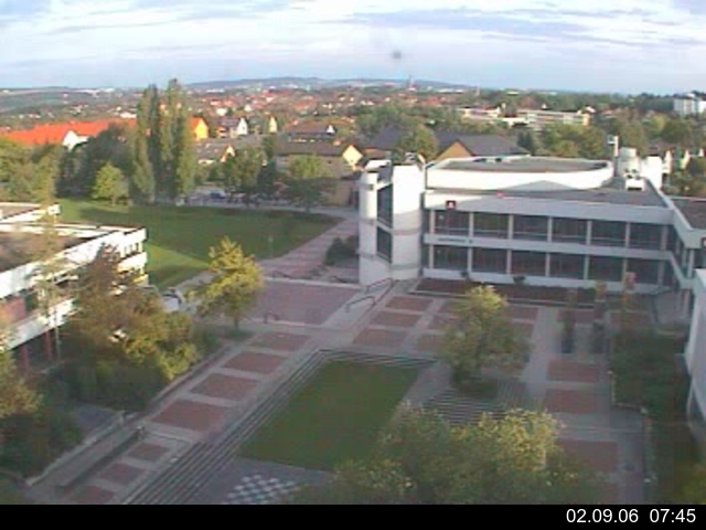 Foto der Webcam: Verwaltungsgeb&auml;ude, Innenhof mit Audimax, H&ouml;rsaal-Geb&auml;ude 1