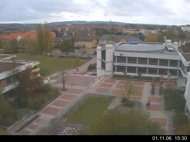 Foto der Webcam: Verwaltungsgeb&auml;ude, Innenhof mit Audimax, H&ouml;rsaal-Geb&auml;ude 1