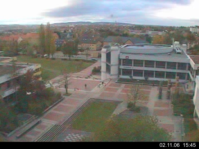 Foto der Webcam: Verwaltungsgeb&auml;ude, Innenhof mit Audimax, H&ouml;rsaal-Geb&auml;ude 1
