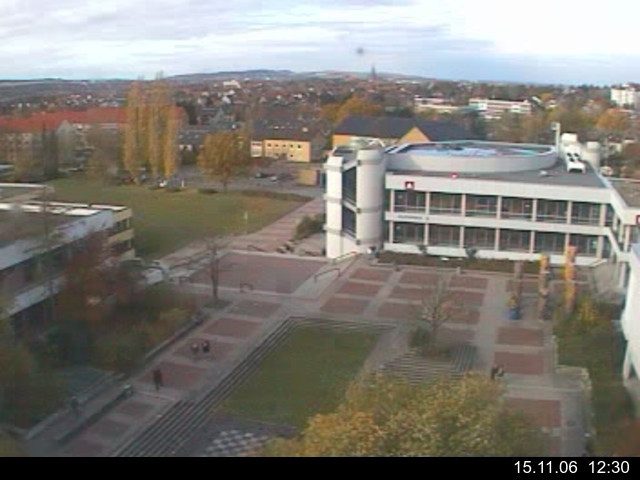 Foto der Webcam: Verwaltungsgeb&auml;ude, Innenhof mit Audimax, H&ouml;rsaal-Geb&auml;ude 1