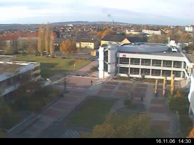 Foto der Webcam: Verwaltungsgeb&auml;ude, Innenhof mit Audimax, H&ouml;rsaal-Geb&auml;ude 1