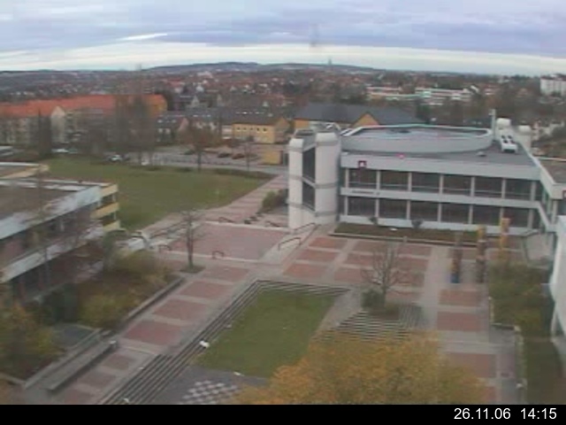 Foto der Webcam: Verwaltungsgeb&auml;ude, Innenhof mit Audimax, H&ouml;rsaal-Geb&auml;ude 1