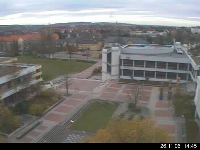 Foto der Webcam: Verwaltungsgeb&auml;ude, Innenhof mit Audimax, H&ouml;rsaal-Geb&auml;ude 1