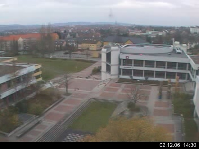 Foto der Webcam: Verwaltungsgeb&auml;ude, Innenhof mit Audimax, H&ouml;rsaal-Geb&auml;ude 1