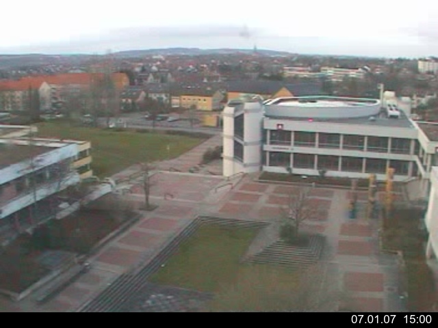 Foto der Webcam: Verwaltungsgeb&auml;ude, Innenhof mit Audimax, H&ouml;rsaal-Geb&auml;ude 1