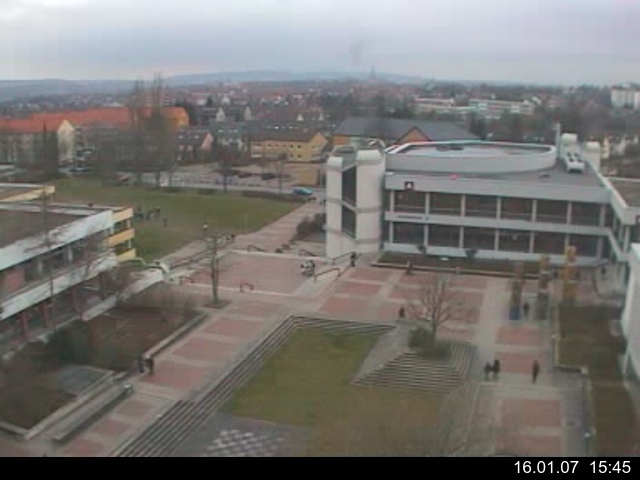 Foto der Webcam: Verwaltungsgeb&auml;ude, Innenhof mit Audimax, H&ouml;rsaal-Geb&auml;ude 1