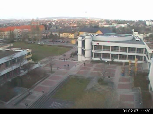 Foto der Webcam: Verwaltungsgeb&auml;ude, Innenhof mit Audimax, H&ouml;rsaal-Geb&auml;ude 1