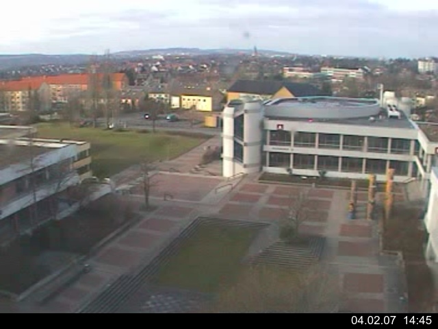 Foto der Webcam: Verwaltungsgeb&auml;ude, Innenhof mit Audimax, H&ouml;rsaal-Geb&auml;ude 1