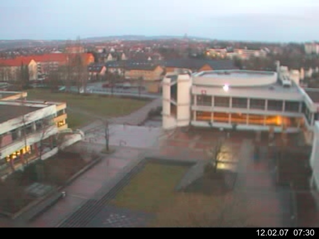 Foto der Webcam: Verwaltungsgeb&auml;ude, Innenhof mit Audimax, H&ouml;rsaal-Geb&auml;ude 1