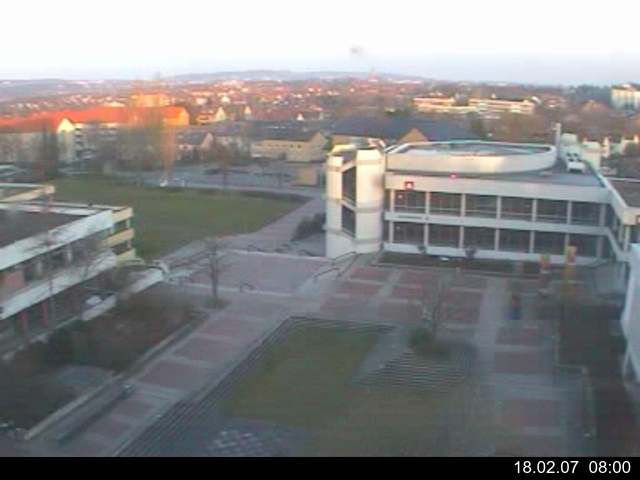 Foto der Webcam: Verwaltungsgeb&auml;ude, Innenhof mit Audimax, H&ouml;rsaal-Geb&auml;ude 1