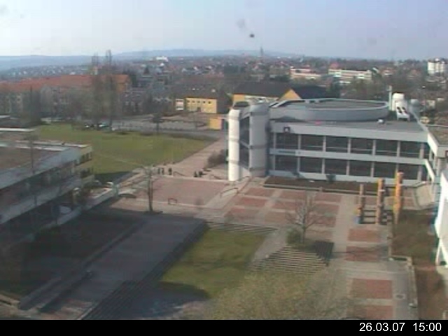 Foto der Webcam: Verwaltungsgeb&auml;ude, Innenhof mit Audimax, H&ouml;rsaal-Geb&auml;ude 1