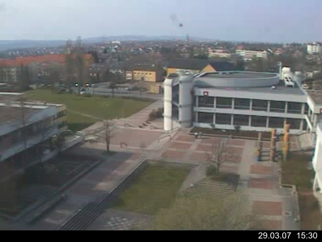 Foto der Webcam: Verwaltungsgeb&auml;ude, Innenhof mit Audimax, H&ouml;rsaal-Geb&auml;ude 1
