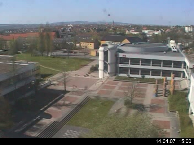 Foto der Webcam: Verwaltungsgeb&auml;ude, Innenhof mit Audimax, H&ouml;rsaal-Geb&auml;ude 1