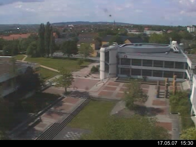 Foto der Webcam: Verwaltungsgeb&auml;ude, Innenhof mit Audimax, H&ouml;rsaal-Geb&auml;ude 1