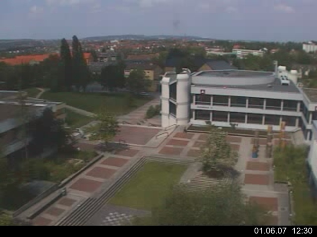 Foto der Webcam: Verwaltungsgeb&auml;ude, Innenhof mit Audimax, H&ouml;rsaal-Geb&auml;ude 1