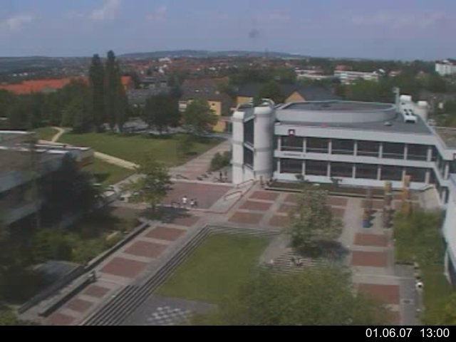 Foto der Webcam: Verwaltungsgeb&auml;ude, Innenhof mit Audimax, H&ouml;rsaal-Geb&auml;ude 1