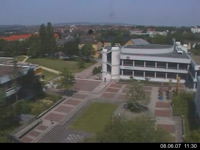 Foto der Webcam: Verwaltungsgeb&auml;ude, Innenhof mit Audimax, H&ouml;rsaal-Geb&auml;ude 1