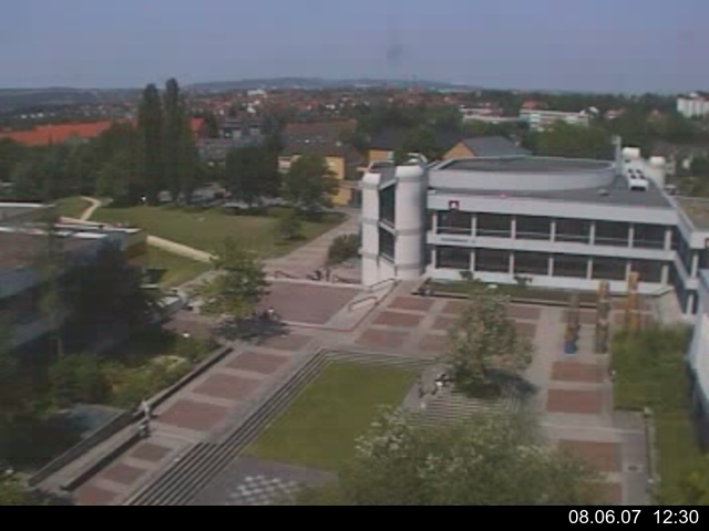 Foto der Webcam: Verwaltungsgeb&auml;ude, Innenhof mit Audimax, H&ouml;rsaal-Geb&auml;ude 1