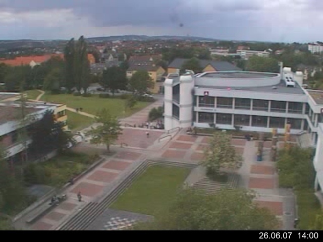 Foto der Webcam: Verwaltungsgeb&auml;ude, Innenhof mit Audimax, H&ouml;rsaal-Geb&auml;ude 1