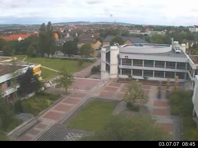 Foto der Webcam: Verwaltungsgeb&auml;ude, Innenhof mit Audimax, H&ouml;rsaal-Geb&auml;ude 1
