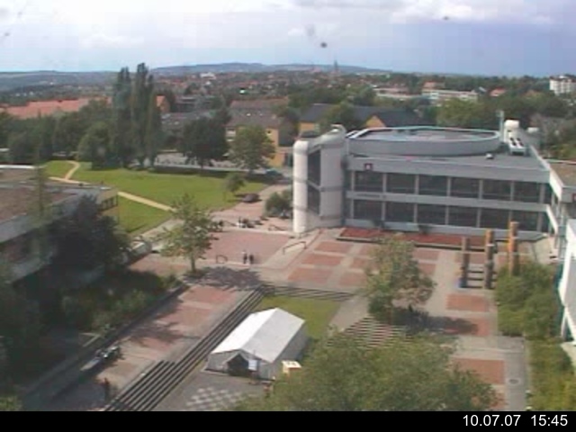 Foto der Webcam: Verwaltungsgeb&auml;ude, Innenhof mit Audimax, H&ouml;rsaal-Geb&auml;ude 1