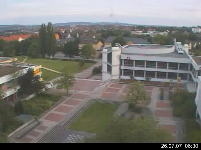 Foto der Webcam: Verwaltungsgeb&auml;ude, Innenhof mit Audimax, H&ouml;rsaal-Geb&auml;ude 1