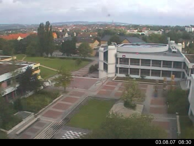 Foto der Webcam: Verwaltungsgeb&auml;ude, Innenhof mit Audimax, H&ouml;rsaal-Geb&auml;ude 1