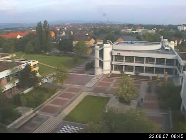 Foto der Webcam: Verwaltungsgeb&auml;ude, Innenhof mit Audimax, H&ouml;rsaal-Geb&auml;ude 1