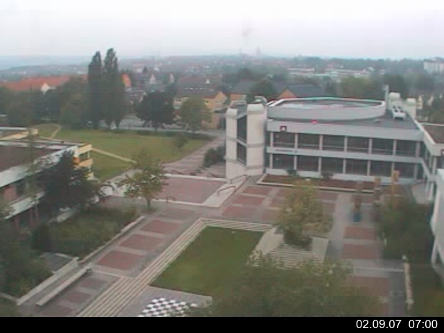 Foto der Webcam: Verwaltungsgeb&auml;ude, Innenhof mit Audimax, H&ouml;rsaal-Geb&auml;ude 1